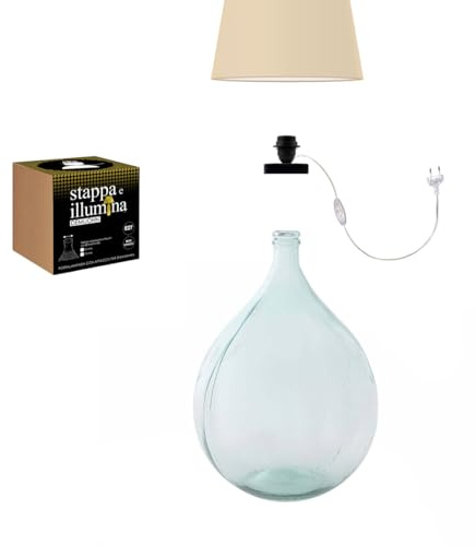 Stappa e illumina Demijohn (Diametro tappo 55mm) | Trasforma damigiane e bottiglioni in lampade in 30 secondi. Adatto a piccole damigiane o fiaschi da 10-15-20-25-34 lt.