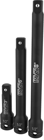 LEXIVON Jeu de 3 rallonges à douilles, 1/2 (12.5mm) Embout | outil douille extension, Prolongateur Cliquet, pour Clé à Cliquet Manuelle/Pneumatique | 75mm, 150mm, 200mm de long (LX-115)