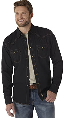 Wrangler Herren Retro Zwei-taschen-langarm-shirt mit Druckknopfverschluss Hemd