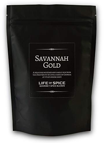 Life of Spice Savannah Gold BBQ Rub | All Purpose American Spice for Chicken, Fish and Veg | Large Pack (175g) with Recipe Card | Garlic, Mustard and Black Pepper | Stunning BBQ Spice Rub from Georgia