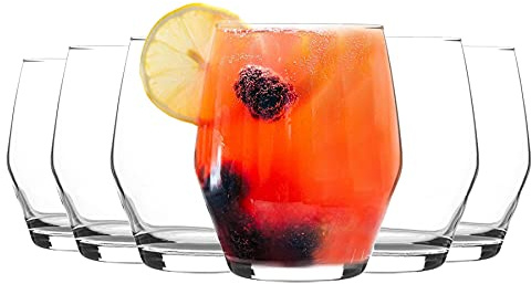 LAV 12x Clear 370ml Ella Tumbler Glasses - Stemless Kitchen Water Whiskey Wine Gin Juice Cocktail Drinking Glass Set