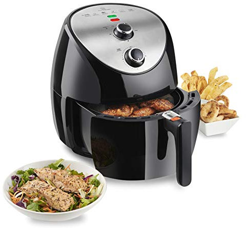 MisterChef Air Fryer with Rapid Air Circulation System, VORTX Frying, 30 Minute Timer & Adjustable Temperature Control, Oil Free Cooking. 1500W. 3.5 Litre Cooking Pot, Black, Free Recipe Book