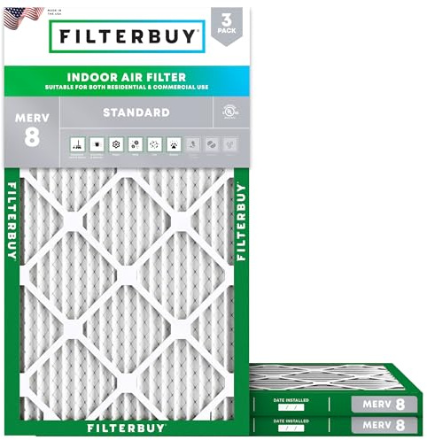 Filterbuy 14x30x1 Air Filter MERV 8 Dust & Allergy Defense (3-Pack)