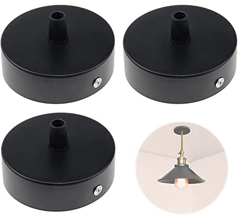 LongZYU Rosoni Lampadario in Metallo 3 Pezzi Rosone Soffitto 80 x 24mm Rosone per Lampadario con Accessori Fermacavo Viti e Staffa da Soffitto per Lampada da Soffitto per Ristorante Caffetteria
