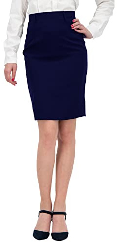 BWOLF Wiki Falda Tubo para Mujer Falda Lápiz Mujer Falda de Cintura Alta hasta la Rodilla, Azul Oscuro, 46