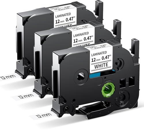 MarkField Kompatibel mit Brother P-touch Bänder TZe-231 12mm Schriftband | TZe231 TZ-231 Schwarz auf Weiß Laminated White Tape, für Brother PT-H110 H100R H100LB H105 H101 H107 D210 D410 1000, 3 Pack