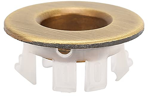 Kit de Garniture et Couvercle de Trop-Plein Rond pour Lavabo et Baignoire Finition Huilée Bronze Insert Étanche Accessoire Salle de Bain