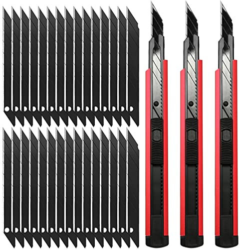 FOSHIO 3 pezza Taglierina di precisione Taglierino Professionale Cutter Utilità Taglierino di Precisione con 30° della Lama 30 Snap-Off Lame 9 mm per Arti Grafiche/Vinile Auto Rosso