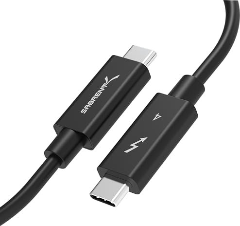 SABRENT Cable Thunderbolt 4 Carga rápida 100 W y 40 Gbps Cable de transferencia | 8K @60 Hz Activo 2M [Intel Certificado] | Retrocompatible con Thunderbolt 3 MacBook/Ipad/Laptop & PCs [CB-T4M2]
