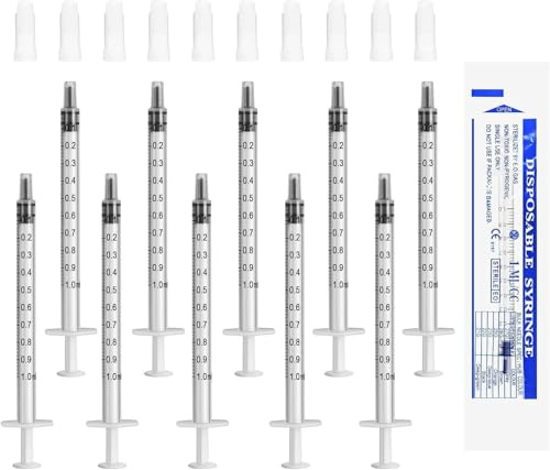 10 siringhe da 1 ml per colostro con chiusura, confezionate singolarmente | Siringa da 1 ml, senza ago, per laboratori scientifici, ricarica e misurazione, applicatore di colla per liquidi