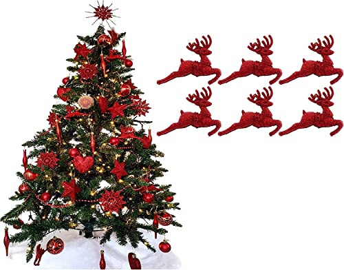 UKDeals Direct® Rote Kollektion Weihnachtskugeln, Tropfenform, Baumschmuck, matt, Eiszapfen, 6 Stück