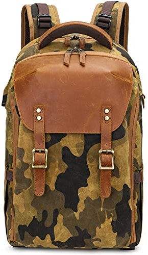 Kamerarucksack, wasserdichte Kameratasche mit 35,6 cm (14 Zoll) Laptopfach, professioneller Rucksack mit großer Kapazität, Camouflage