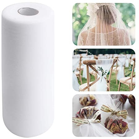 30cm x 91m Tüllstoff Rolle Weiß,Tüll Dekostoff,Weiß Tüllband Hochzeitstüll,100 Yards Tüllrolle für Tutu Rock,Handwerk,Geburtstag, Hochzeit,Basteln Nähen
