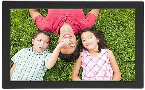 17 Zoll Digitaler Bilderrahmen, 1080P Wandmontierter Digitaler Bilderrahmen, Fotorahmen Display mit Hintergrundmusik für Senioren (EU-Stecker)