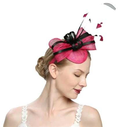 Niiyyjj Fascinators für Frauen, elegante Stirnbänder, Fascinator, Hüte für Frauen, Hochzeit und Kirche, Derby-Hut, fuchsia, Einheitsgröße
