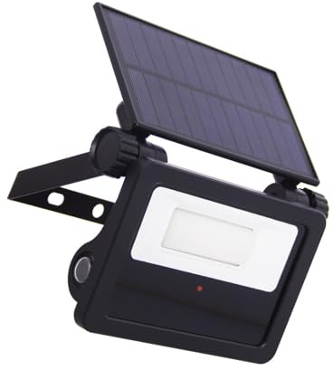 Xanlite Projecteur mural solaire compact noir LED, IP54 à détecteur de mouvement, 1600 lumens, 5000 K, Blanc froid