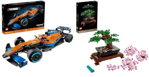 LEGO 42141 Technic McLaren Formula 1 2022 Replica Race Car Model Building Kit, F1 Motor Sport Set & 10281 Icons Bonsai Tree Set for Adults, Plants Home Décor Set with Flowers