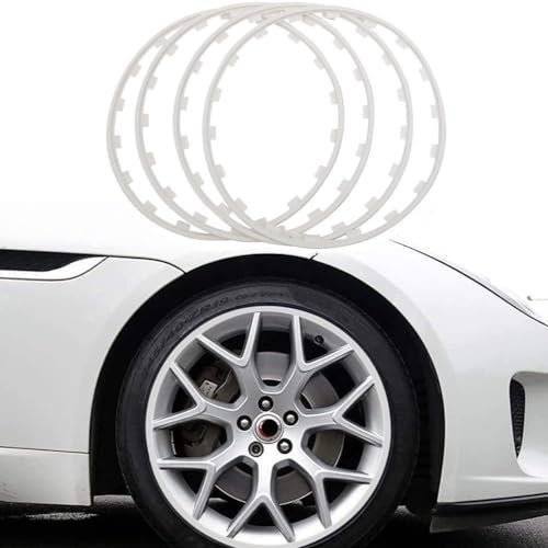 Felgen Reparaturset Leichtmetallradschutz, 15-22-Zoll-Radnaben-Antikollisionsstreifen, 4-teiliger Antikollisions- Und Kratzschutzring, Felgenschutzschutz, Automodifikationsdekoration ( Color : White ,