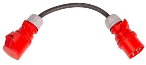 PCE - Adaptador de 32 amperios y 5 pines a enchufe de 32 amperios y 4 pines, 1 metro | Resistente, trifásico, 415 V, IP44