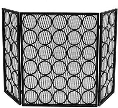 Funkenschutz aus Metall mit 3 Platten, sicherheitssicherer Feuerschutz, Funkenschutz ausziehbarer Feuerschutz für offene Feuer und Öfen, Höhe 76 cm