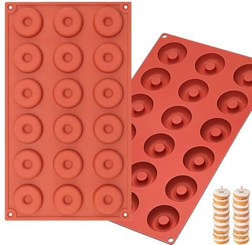 iefoah 2pcs Mini Donut Pan Silicone Mold for Mini Donut, 18 Cavities Silicone Molds for Donut Home Reusable Donut Baking Pan Tray
