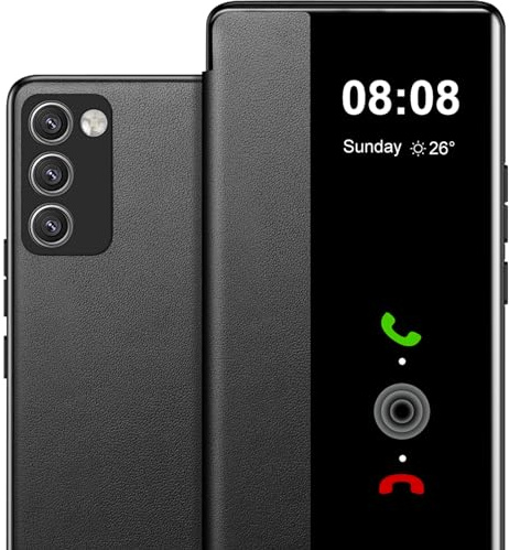 Handyhülle für Samsung Galaxy A71 Hülle S View, Clear View Flip Leder für Samsung A71 5G Hülle, Luxus Extra-Dünn Stoßfest Kratzfest Schutzhülle Cover Case Tasche