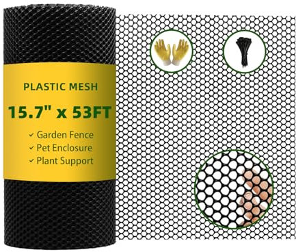 40 cm x 150 m, schwarze Kunststoff-Mesh-Zaunrolle für Huhn, Hunde, Kaninchen, Schlangen, Geflügel, Barriere, Gartenarbeit, Maschendrahtzaun für Balkon, Garten, Haustiergehege, Pflanzenstütze,