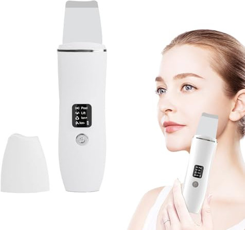 Pulizia Viso Ultrasuoni, Professionale Skin Scrubber Ricaricabile, Spatola per la Pulizia Della Pelle, Rechargeable Skin Scrubber Blackhead Remover, Spatola Pulizia Viso per la Pulizia Profonda