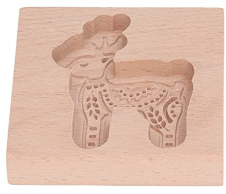 Akozon Elegant Beech Wood Carved Cookie - Wooden Gingerbread Press Stamp Embossing Mould for Biscuits (Deer)