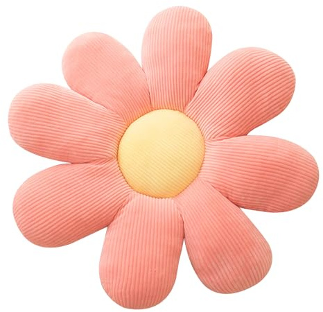 PORUPAEL Blumenkissen, 38 cm, Gänseblümchen-Kissen für Kinder, niedliches Sofa- und Bodensitzkissen (Rosa)