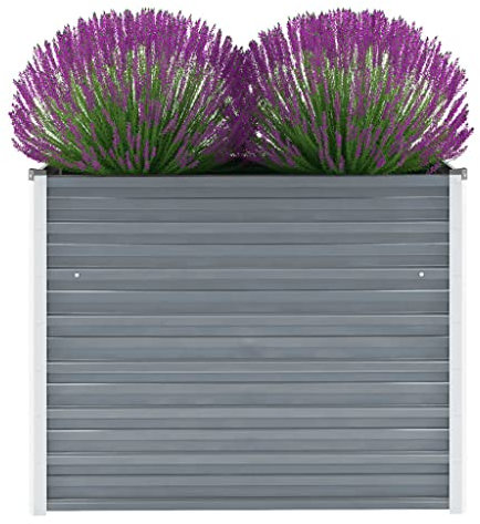 Bancal elevado para el jardín – resistente a la intemperie de metal 100 x 40 x 77 cm gris – Jardinera para plantas, jardinera elevada de acero galvanizado