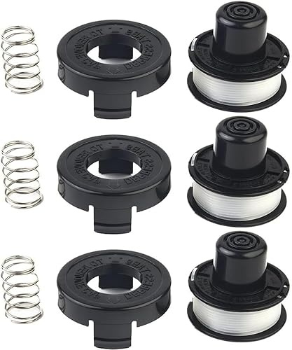 Daaxing Strimmer Line & Cover,Spool Line +Cap with Spring for Black & Decker A6226 GL250 GL310 GL360 String Trimmers Replacement Accessories (3 Set)