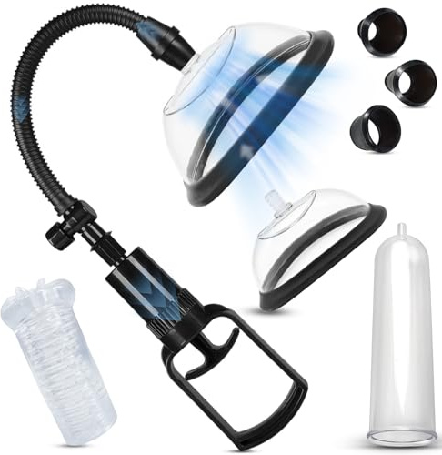 BDSMJOY 2-IN-1 Multifunktional Vakuumpump | Penispumpe + Nippelsauger Vagina Pumpe,Penis Pumpe für Penisvergrößerung,Klitoris Sauger für Frauen,Penispumpen mit Muschi,Erektionshilfe für Männer