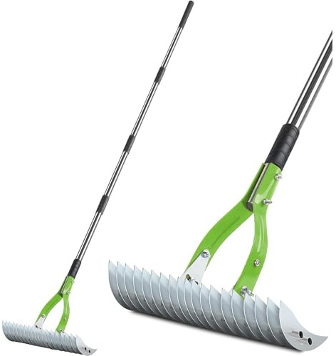 Niovrooro Thatch Rake, 38 cm gräsmatta dethatcher rakor, död gräs borttagare, manuell dethatching Rake med justerbart längd handtag, vertikalskärare kratta, Thatching Rakes för gräsmattor gräs