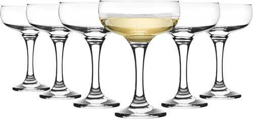 Hyper Mart Polycarbonate Plastic Cocktail Coupe Glasses, 266ml, Set of 6, Crystal Clear Plastic