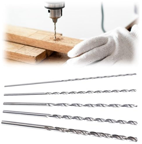 5 Pcs Long Wood Drill Bits, 150mm Extra Long High-Speed Steel Wood Drill Bits, Auger Twist Drill Bit Metal Drill Bit Kit for Drilling Tool Woods Plastic Hard Metal (Diameter 2/3/3.5/4/5mm)