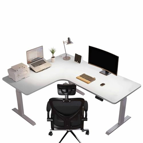 HSSTYLE L-format elektriskt ståbord Höjdjusterbart stående hörnskrivbord Sit Stand Datorbord Hemmakontor Skrivbord Sit Stand