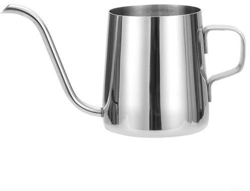 Cafetera de acero inoxidable con boquilla larga y estrecha, perfecta para preparar café al aire libre (plateado, 350 ml)