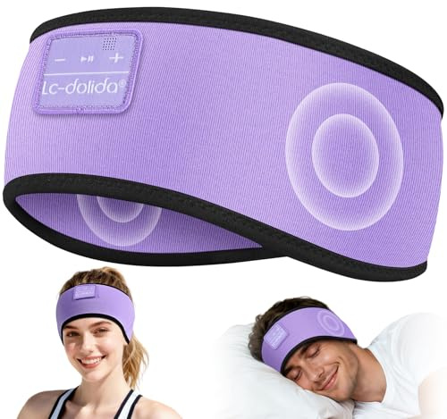 LC-dolida Schlafkopfhörer Bluetooth Sport Stirnband, 15h Akku & HiFi-Stereo | Weiches 4D-Gewebe,Beeindruckendem Klang,Komfort,tragbar für Reisen/Meditation/Yoga, tolles Unisex-Geschenk