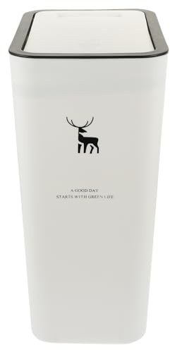 jojofuny Cubo de Basura Delgado de 10L con Tapa a Presión Diseño Estampado Blanco con Anillo Prensado Fabricado Polipropileno Resistente Adecuado para Cocina y Baño Práctico Contenedor