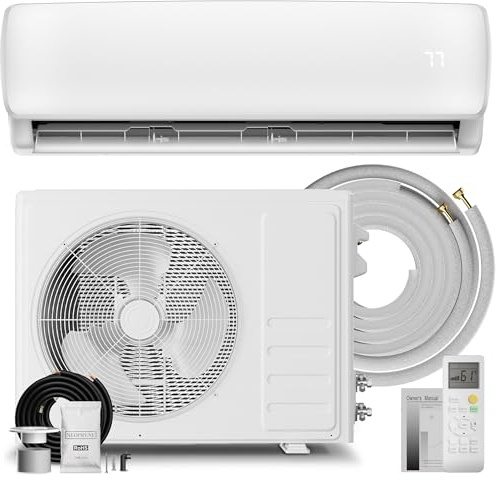 MEPTY 9000BTU Mini Split AC/Heating System, 19 SEER2 Energy Efficient Mini Split Air Conditioner with Heat Pump, 110V Cools Up to 450sq.ft, Ductless Inverter AC Unit with Pre-Charged Condenser