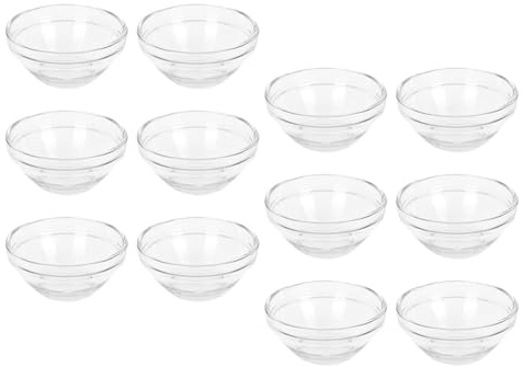 Uonlytech Bols Cosmétiques en Verre Transparent 12 Pièces pour Mélanger Masques et Huiles Essentielles, pour Spa et Soins du Visage