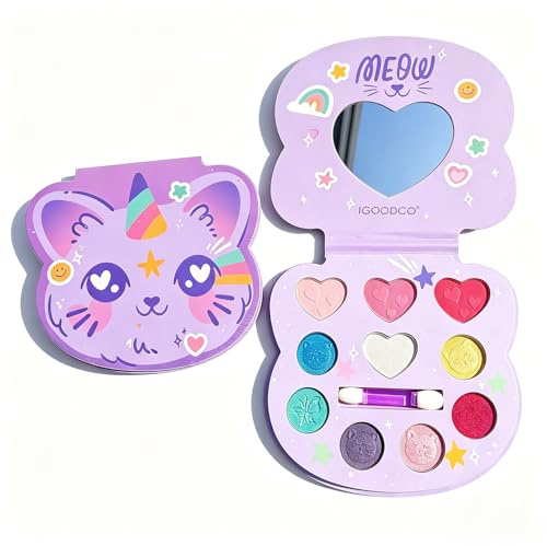 Schminkset Mädchen (10 F), Ungiftig und Abwaschbar Kinder Make-Up Set Mädchen, Karneval Schminke Kinderschminken, DIY Prinzessin Kids Makeup Set for Girls, Kinder Schminkpalette