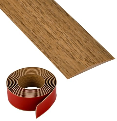 5cm×6m Self Adhesive Vinyl Floor Transition Strip, 3.5mm Thick Laminate Flooring Threshold Transition Strip, PVC Door Strip Threshold Bars for Joining Floor Gaps, Carpet Transition Yellow oak