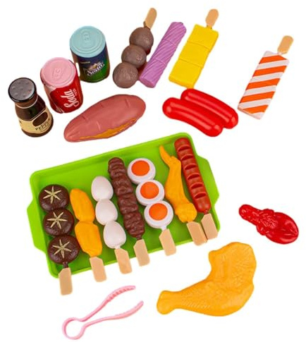 Leksaksgrill – grillleksaksset | 21/27 stycken barnköksleksaker, mathörna | ABS, pedagogiskt rollspel, gåva, flicka, pojke, 3 år, festival, picknickredskap