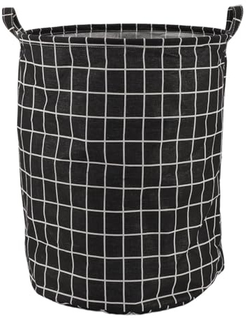 Vikbar tvättkorg för smutsiga kläder |Stor kapacitet hopfällbar förvaringsfack |Multifunktionell korg för badrum/sovrum/hem (Black Grid)