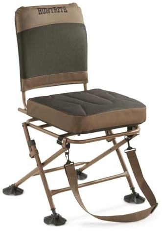 Guide Gear Huntrite 360 Swivel Hunting Blind Chair, 300 Pound Capacity, Folding, Lightweight, Portable, Padded Cushion Hunting Seat, Hunt Gear and Equipment, Black