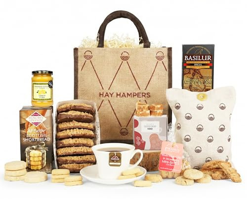 Afternoon Tea Hamper For 2 - Includes Italian Biscuits, Cookies, Shortbread, Fudge & Tea - Father's Day Present for Dad or Grandad - Birthday, Anniversary, New Home, Thank You Gift - by Hay Hampers