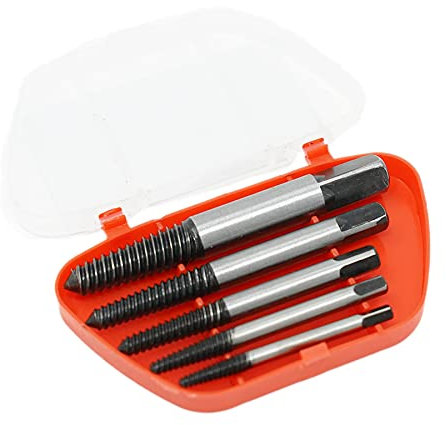 Dapetz ® 5PC Easy Out Bolt Extractor,Damaged Screw Bolt Extractor Set,Screw Extractor Drill Bit Set,Stripped Screw Stud Bolt Remover Tool, with Box, Thread Broken Stud, Screw