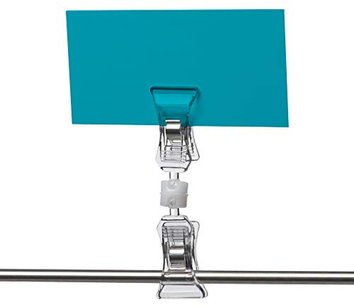25 clip prezzo doppie e girevoli, supporto per etichette con altezza totale di 92 mm, supporto per prezzi trasparente o nero, supporto per poster di prezzi e offerte, poster di vendita